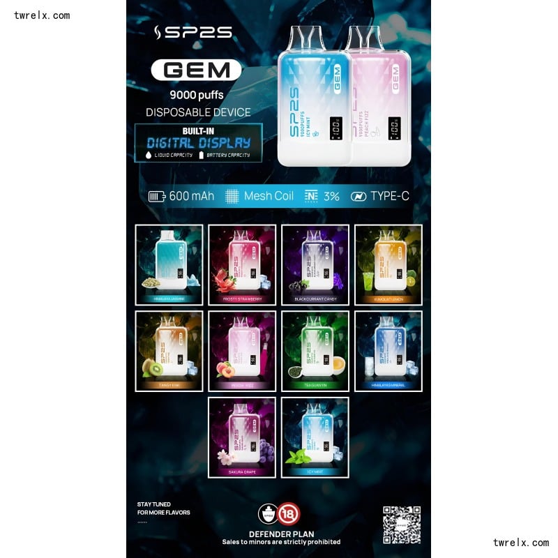 SP2S GEM 9000 Puffs 拋棄式電子菸推薦|可充電・15 款口味|台灣現貨 1 SP2S GEM 9000 Puffs拋棄式電子煙 一次性可充電電子煙 台灣現貨|SP2S GEM 9000 Puffs 拋棄式電子菸推薦|可充電・15 款口味|台灣現貨