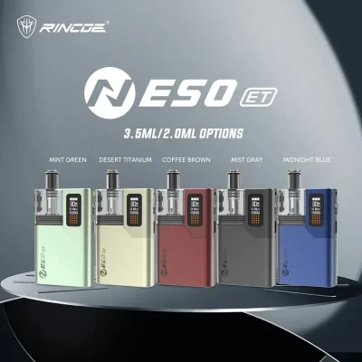 Rincoe Neso ET 註油主機 1400mAh 30W 可調功率 MTL RDL 雙口感 3.5ml 磁吸 Pod 11款漸層配色